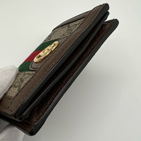 Gucci Women's Ophidia GG Leather Trimmed Card Case Wallet❤️ - Picture 3 of 10